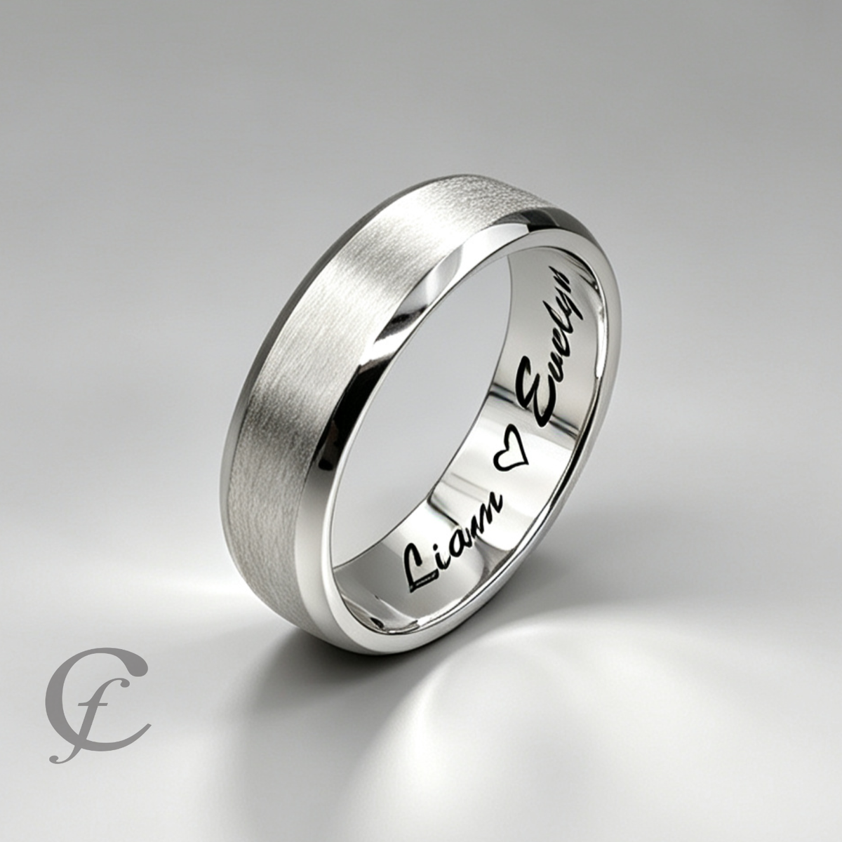 Modern Satin Wedding Band Ring in Solid 925 Sterling Silver – Personalized Engraved Unisex Ring