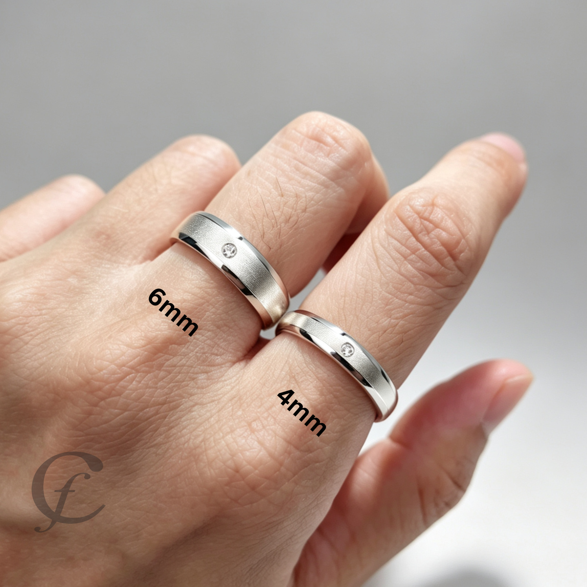 Modern Matching Couple Rings – Personalized Engraved 925 Sterling Silver Wedding Bands with Accent Stones