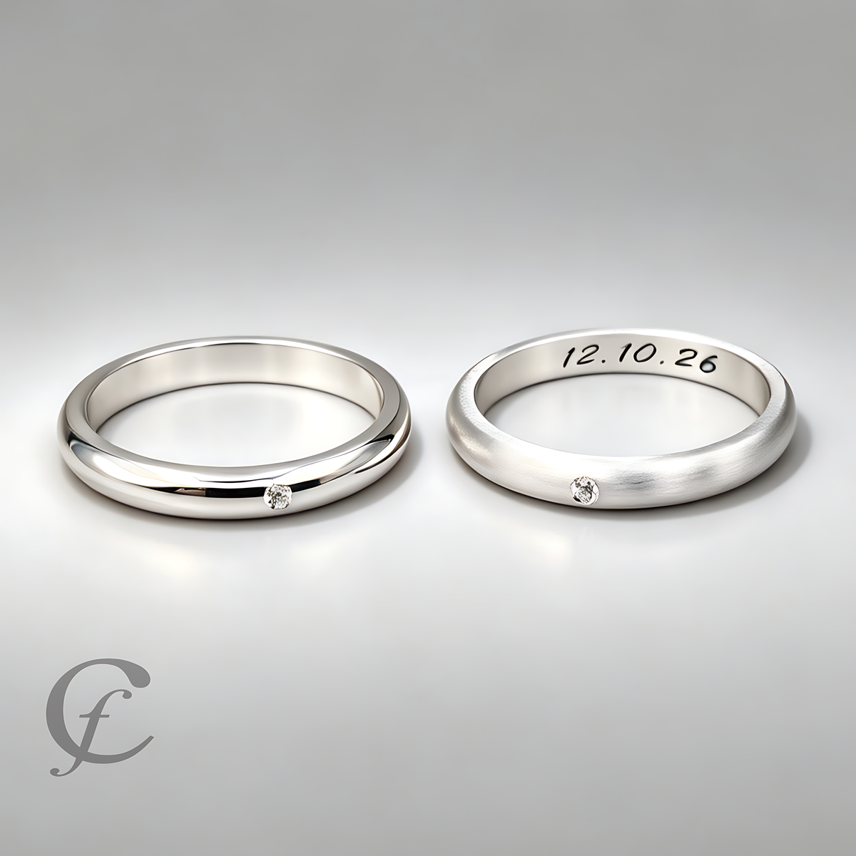 Personalized Wedding Band Ring in Solid 925 Sterling Silver with Accent Stone