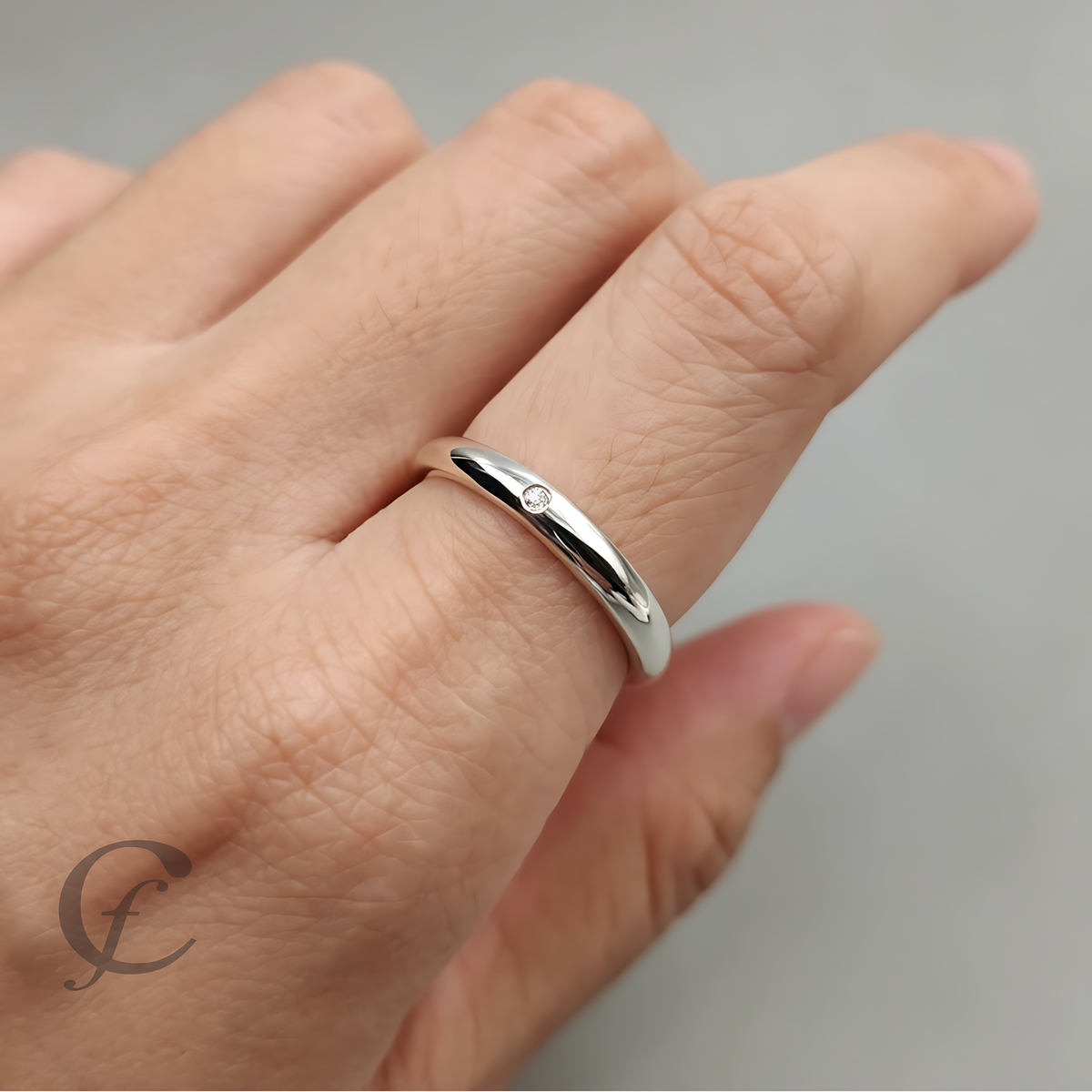 Personalized Couple Wedding Band Ring in Solid 925 Sterling Silver – Engraved Ring with Satin or Polished Finish & Accent Stone