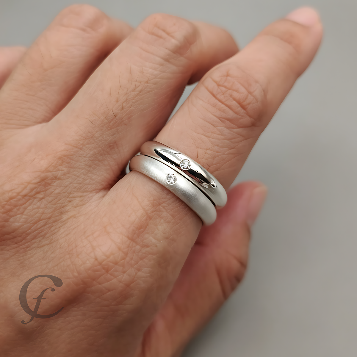 Personalized Wedding Band Ring in Solid 925 Sterling Silver with Accent Stone