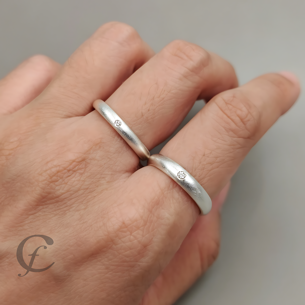 Personalized Wedding Band Ring in Solid 925 Sterling Silver with Accent Stone