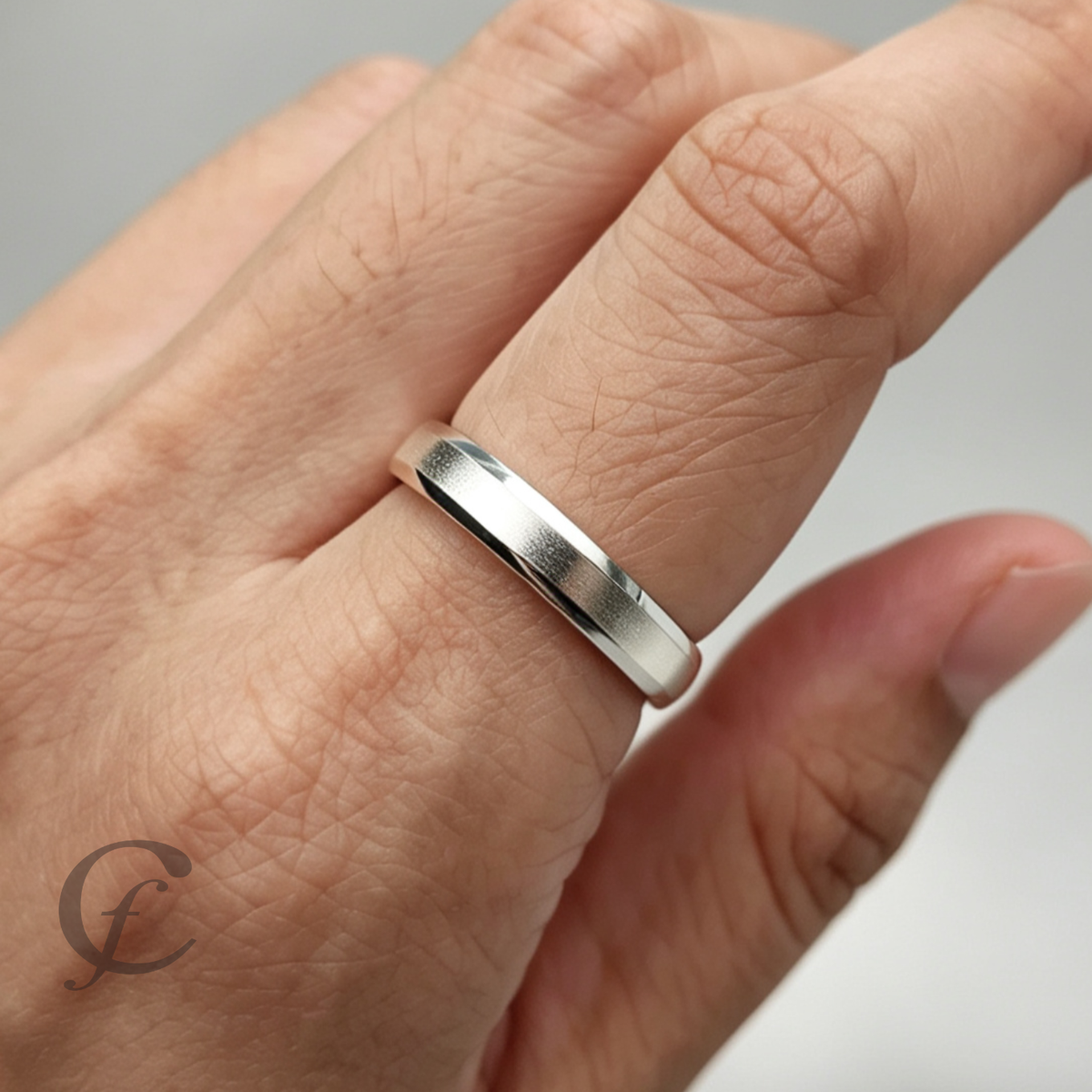Modern Satin Wedding Band Ring in Solid 925 Sterling Silver – Personalized Engraved Unisex Ring