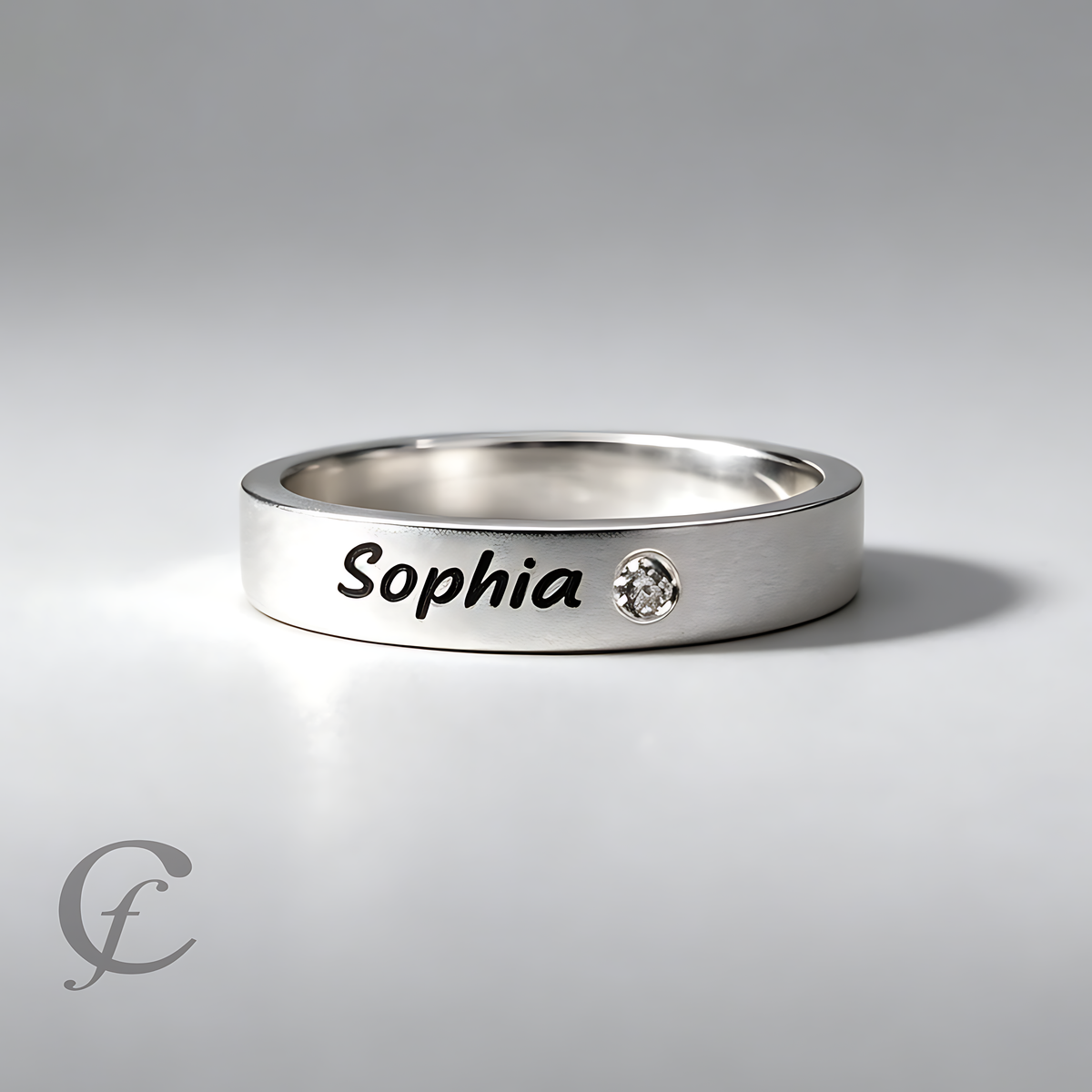 Personalized Matching Rings for Couples in Solid 925 Sterling Silver – Engraved Name Wedding Bands with Accent Stones