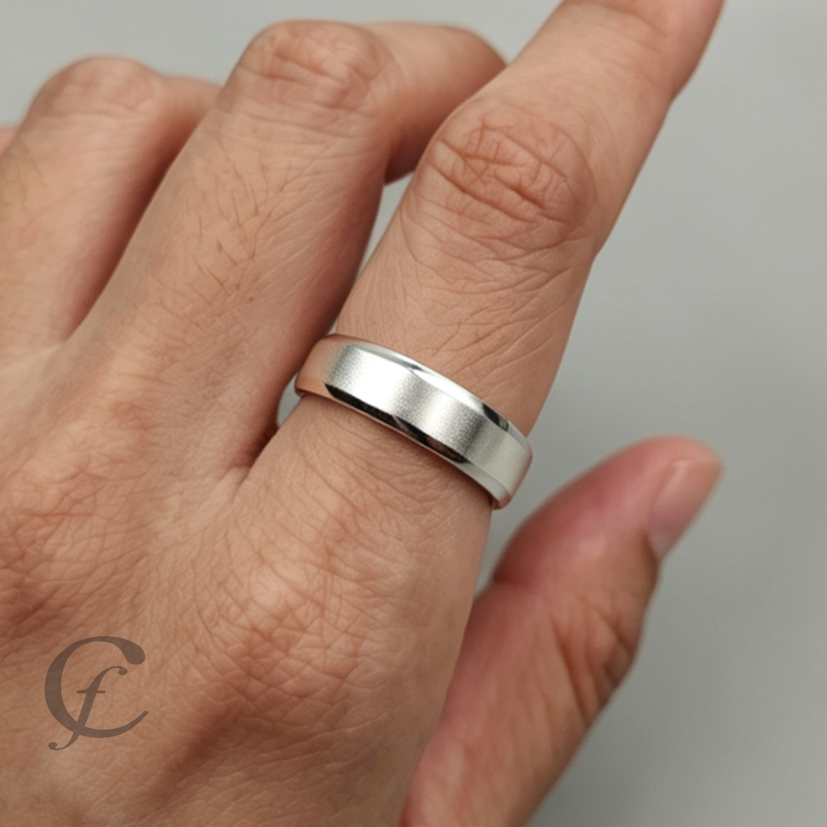 Modern Satin Wedding Band Ring in Solid 925 Sterling Silver – Personalized Engraved Unisex Ring