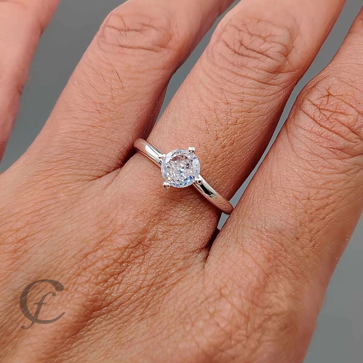 Modern Twist Solitaire Engagement Ring for Women - Solid 925 Sterling Silver - Round Cut CZ or Moissanite