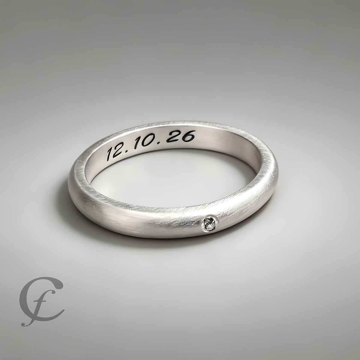 Personalized Couple Wedding Band Ring in Solid 925 Sterling Silver – Engraved Ring with Satin or Polished Finish & Accent Stone