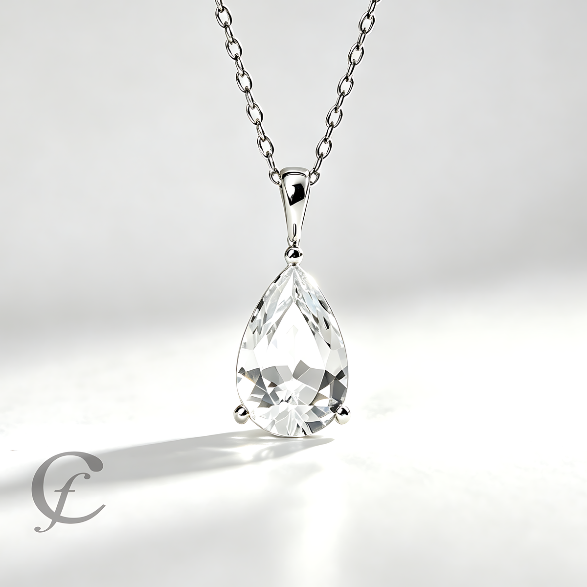 Teardrop Pendant Necklace in Solid 925 Sterling Silver – Pear Cut CZ or Moissanite Stone