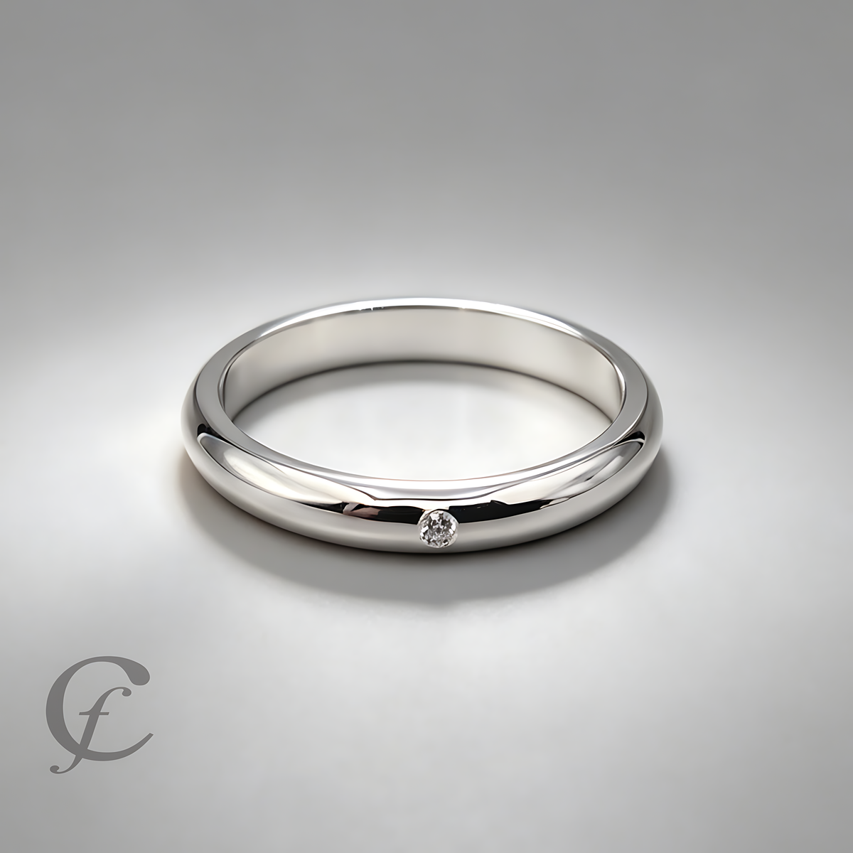 Personalized Wedding Band Ring in Solid 925 Sterling Silver with Accent Stone