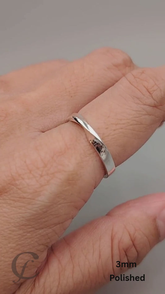 Personalized Matching Mobius Ring in Solid 925 Sterling Silver – Engraved Minimalist Twisted Wedding Bands